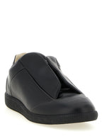 Schwarze Kalbsleder Low-Top-Sneaker