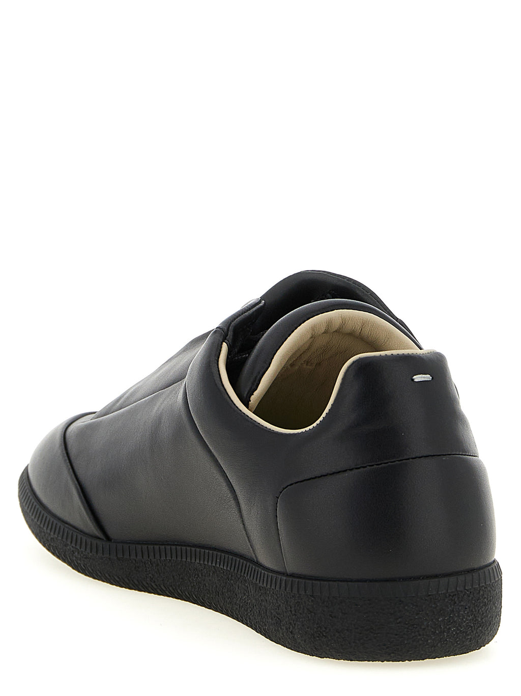 Schwarze Kalbsleder Low-Top-Sneaker