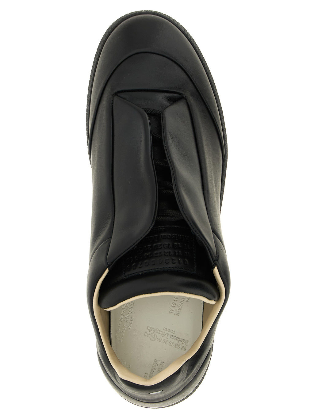 Schwarze Kalbsleder Low-Top-Sneaker