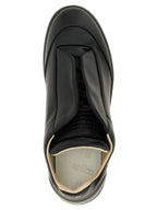 Schwarze Kalbsleder Low-Top-Sneaker