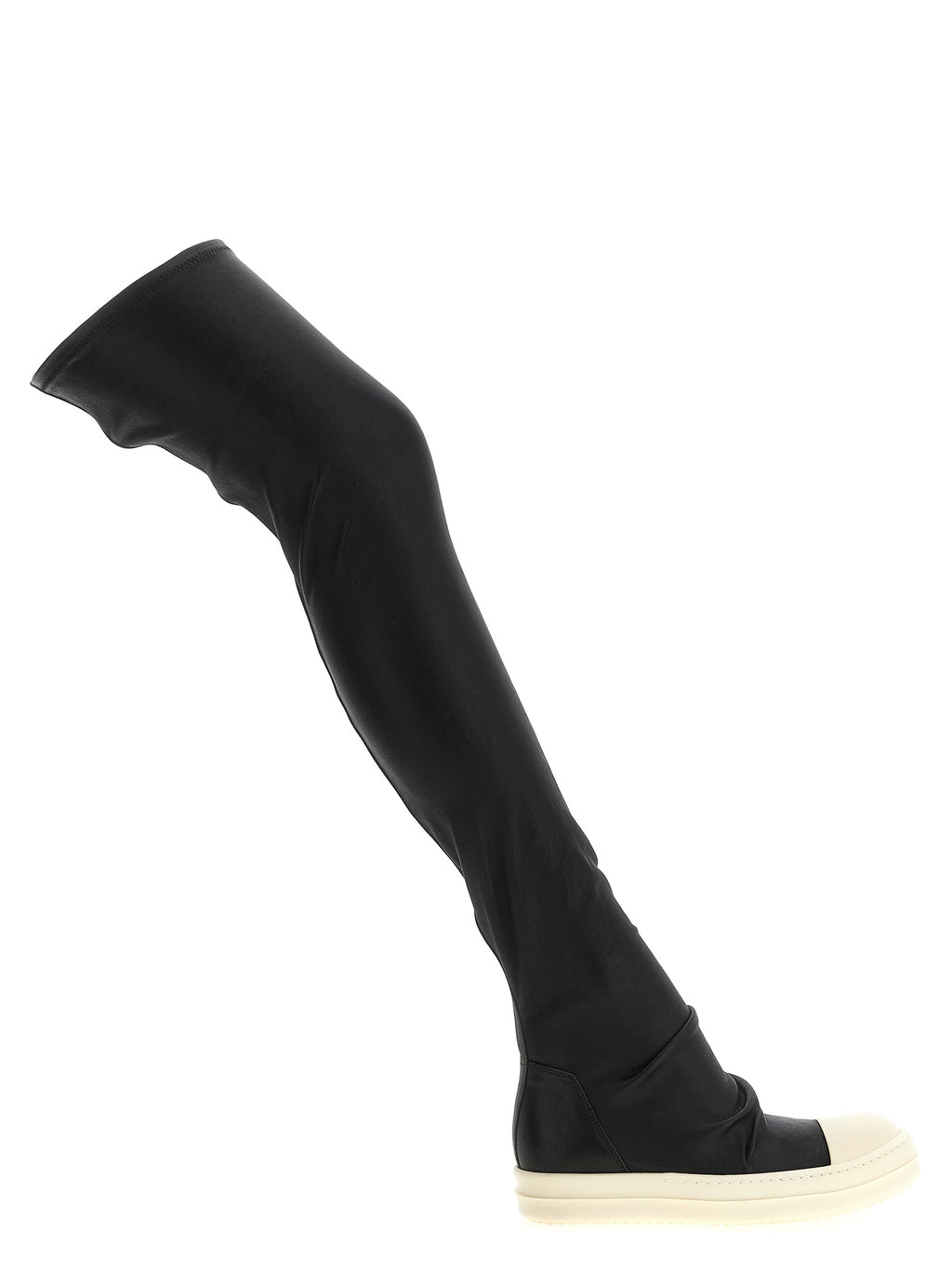 Schwarze Lammleder Over-the-Knee-Stiefel