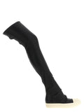 Schwarze Lammleder Over-the-Knee-Stiefel