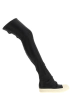 Schwarze Lammleder Over-the-Knee-Stiefel