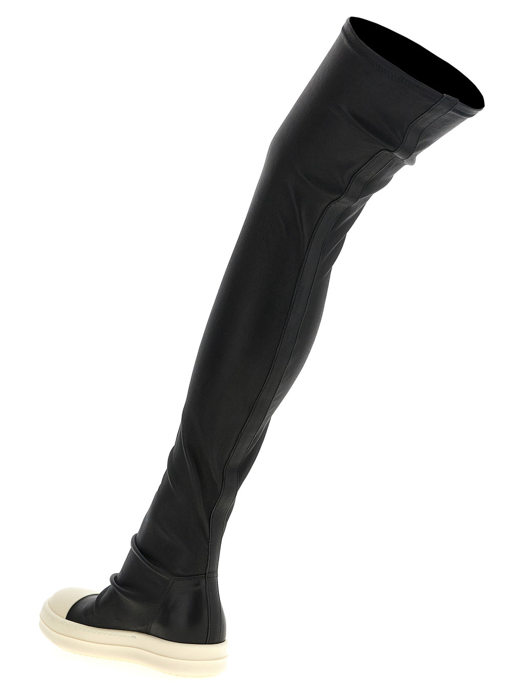 Schwarze Lammleder Over-the-Knee-Stiefel
