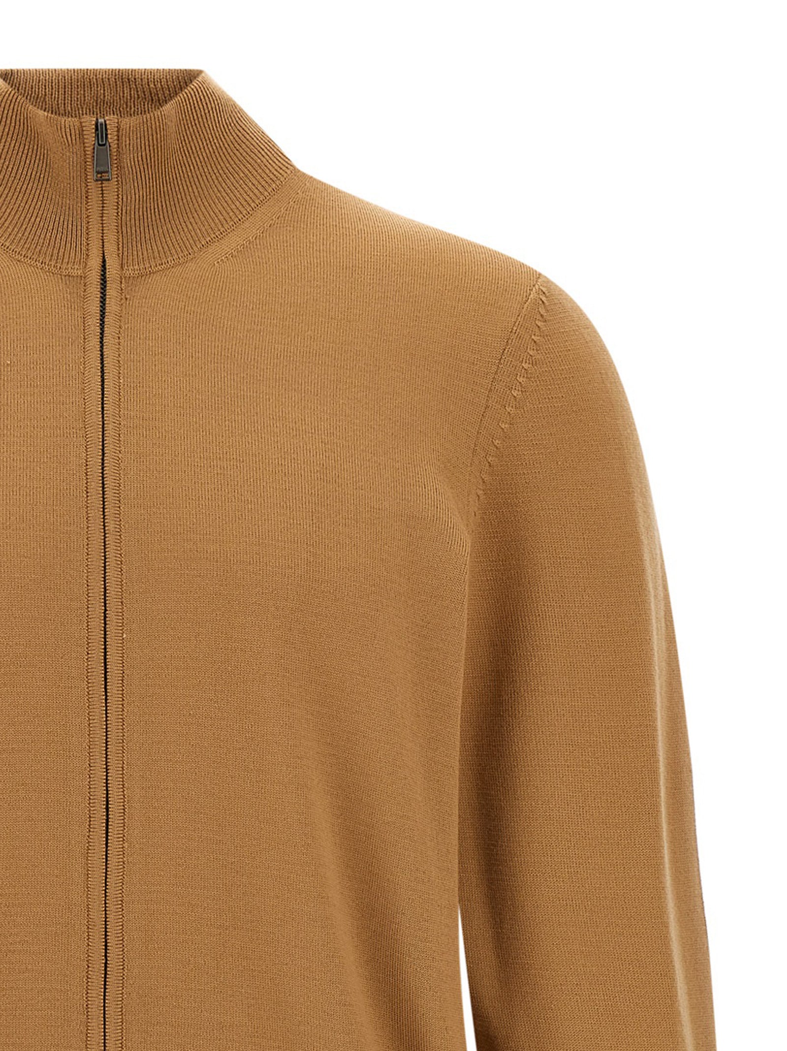 Brauner Cardigan aus reiner Schurwolle