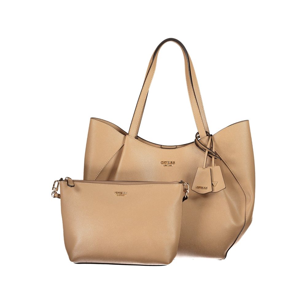 Beige Polyurethan Damentasche mit Schulterhenkeln