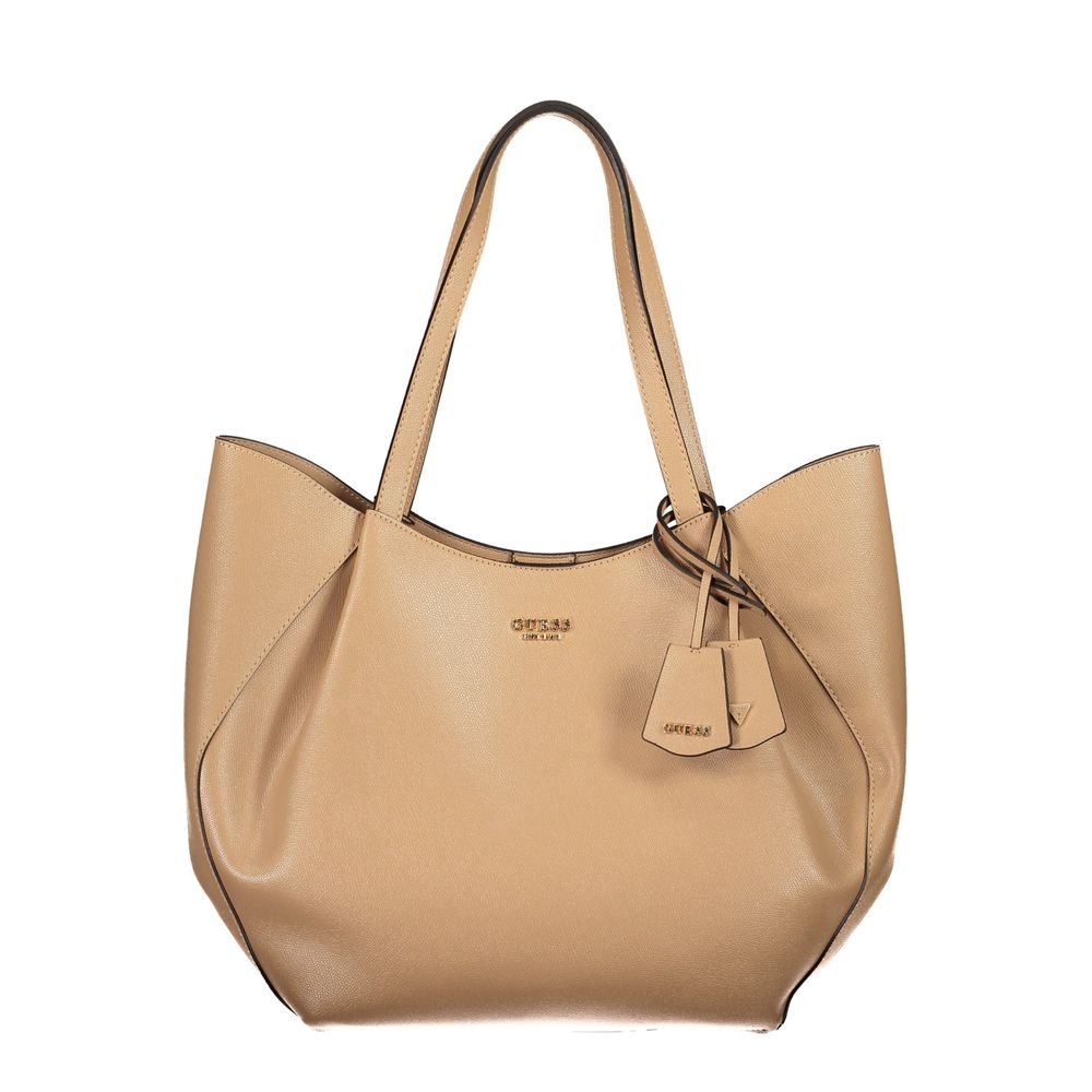 Beige Polyurethan Damentasche mit Schulterhenkeln