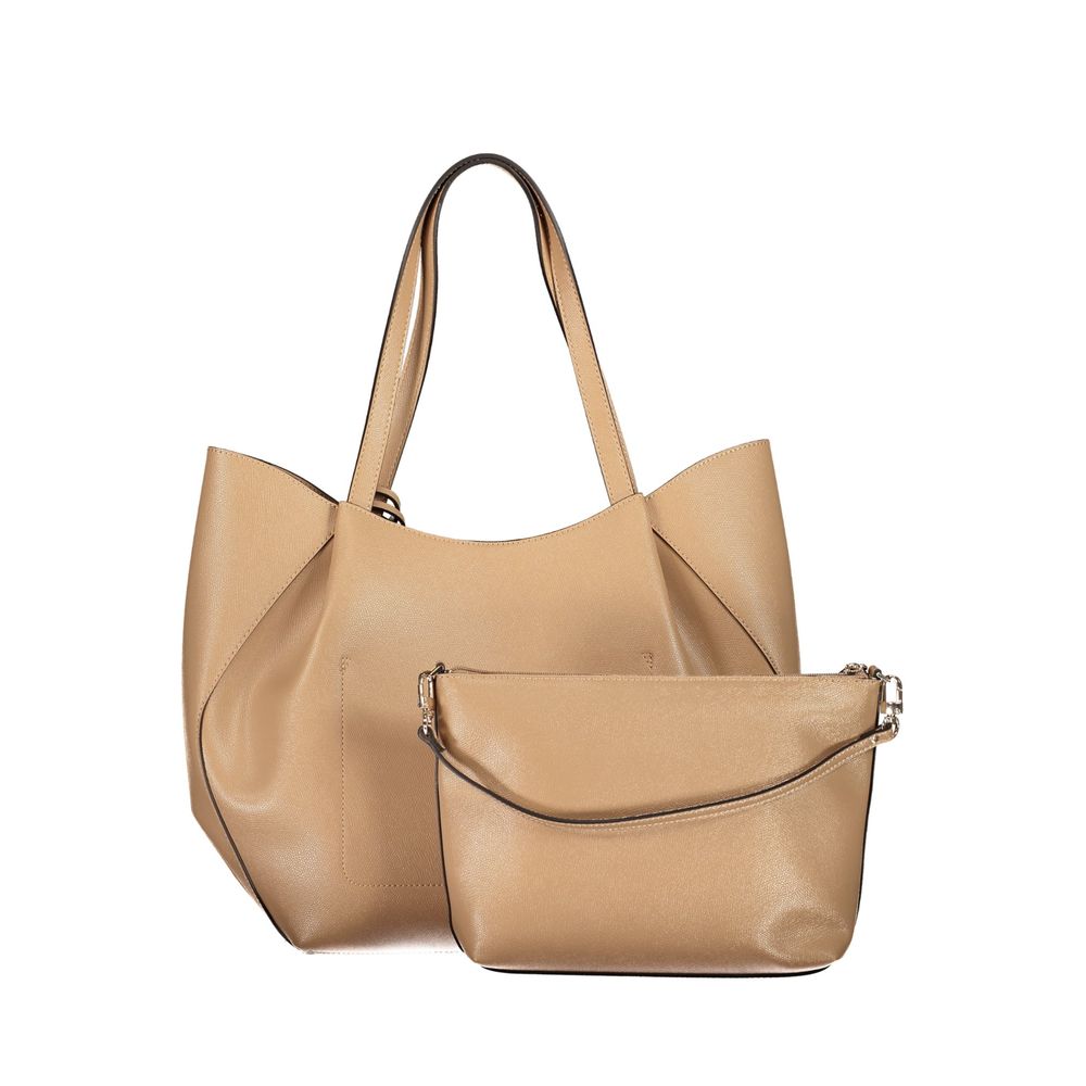 Beige Polyurethan Damentasche mit Schulterhenkeln