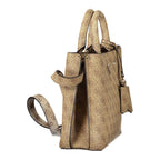 Beige Leder Damentasche mit Henkeln und Schultergurt