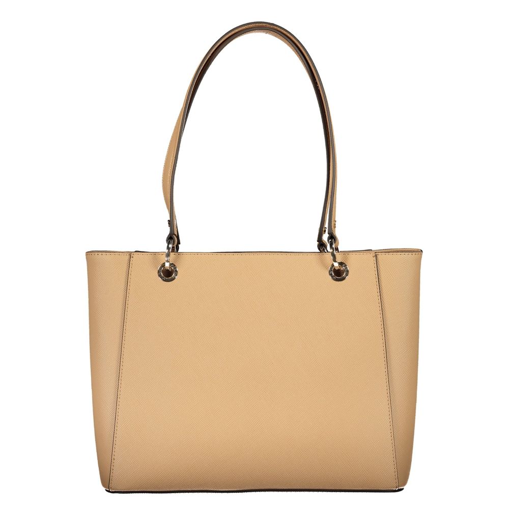 Beige Polyurethan Damentasche
