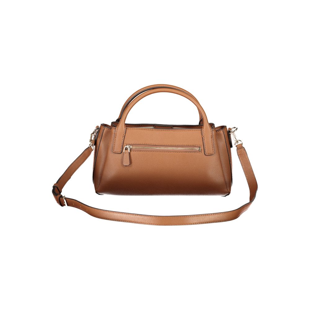 Braune Damenhandtasche aus Polyurethan mit verstellbarem Gurt