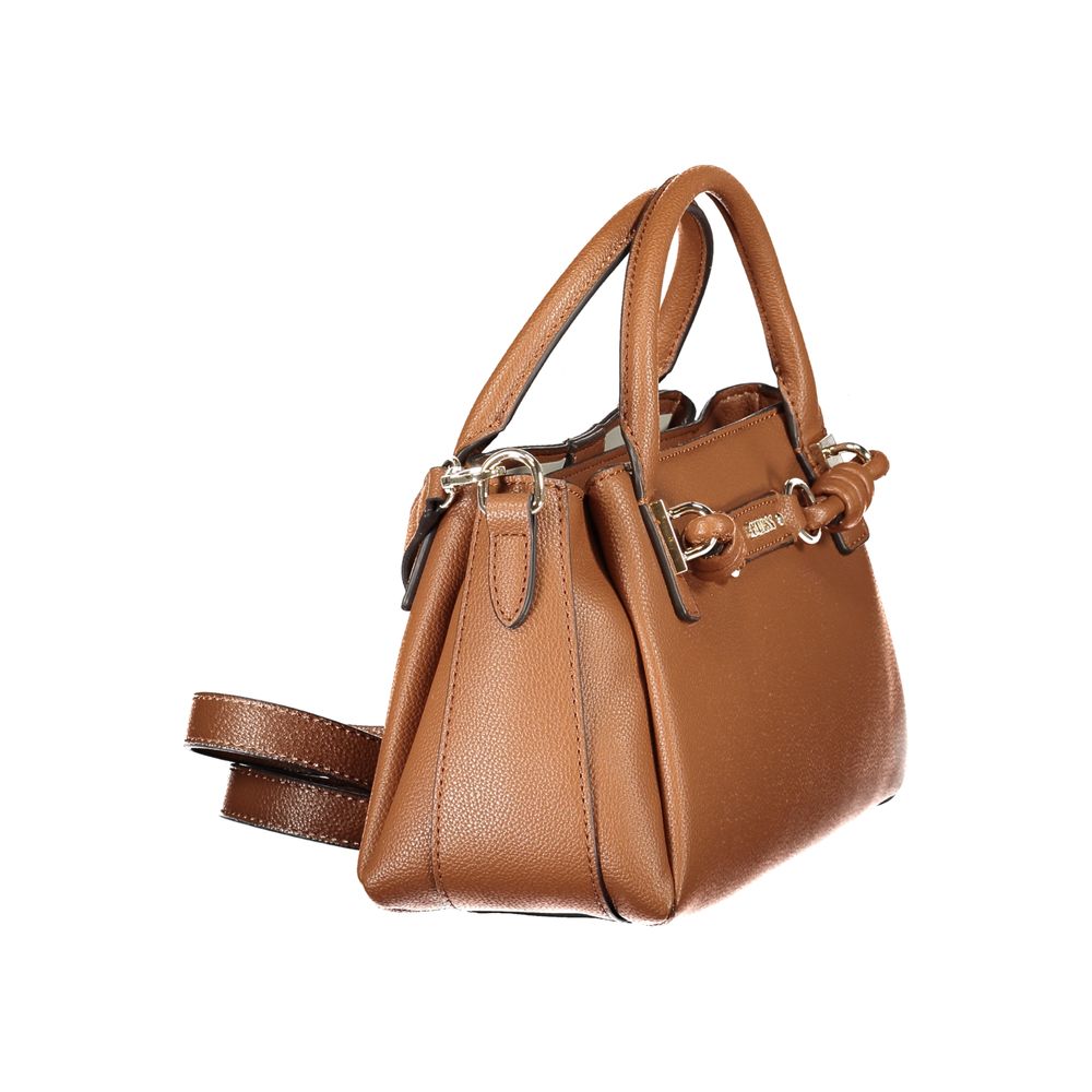 Braune Damenhandtasche aus Polyurethan mit verstellbarem Gurt