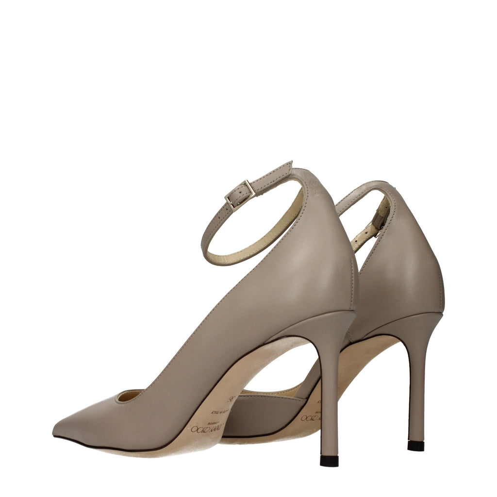 Graue Lederpumps