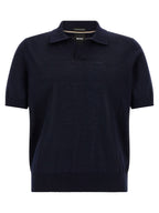 Blaues Poloshirt aus reiner Schurwolle