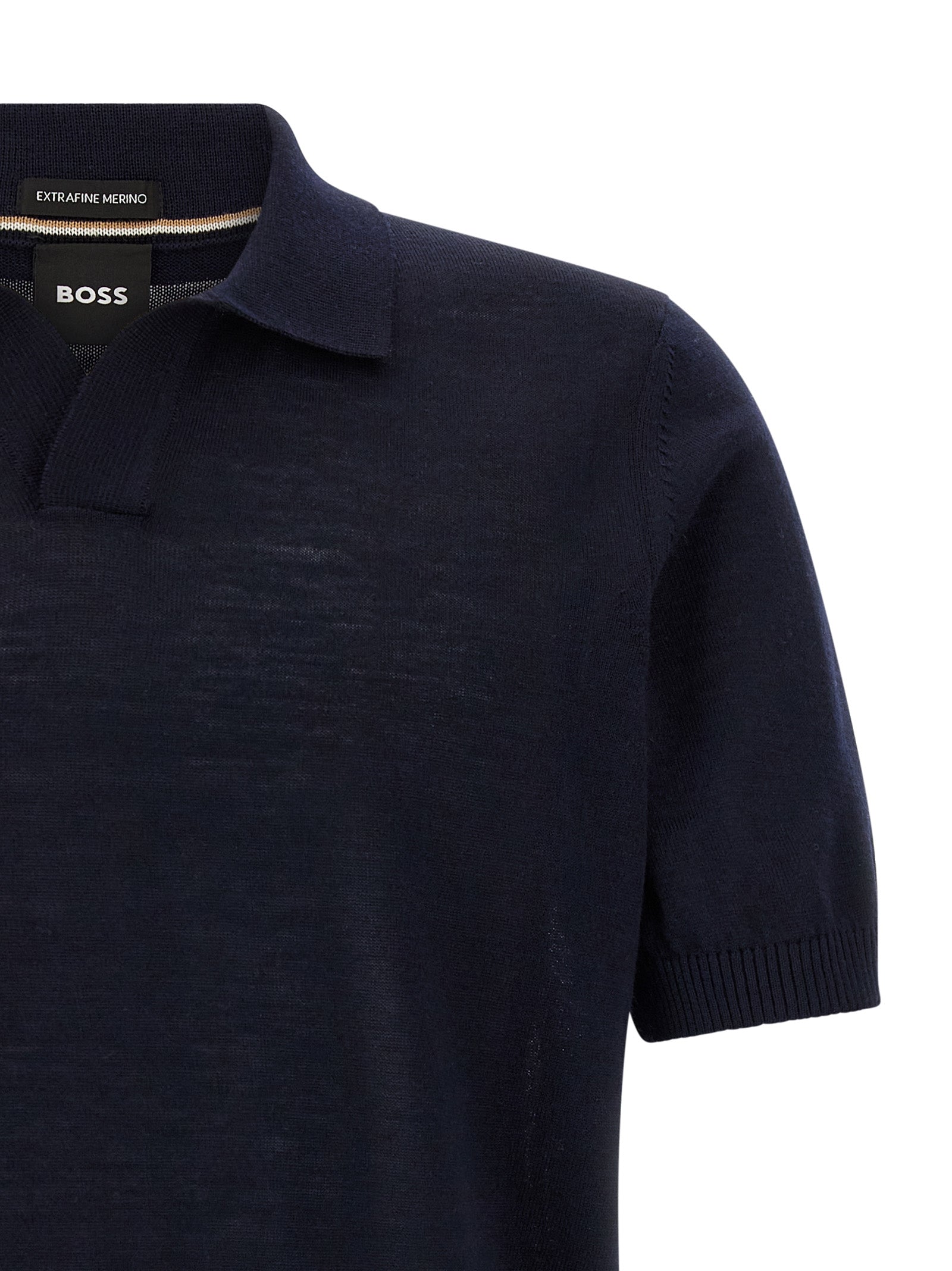 Blaues Poloshirt aus reiner Schurwolle