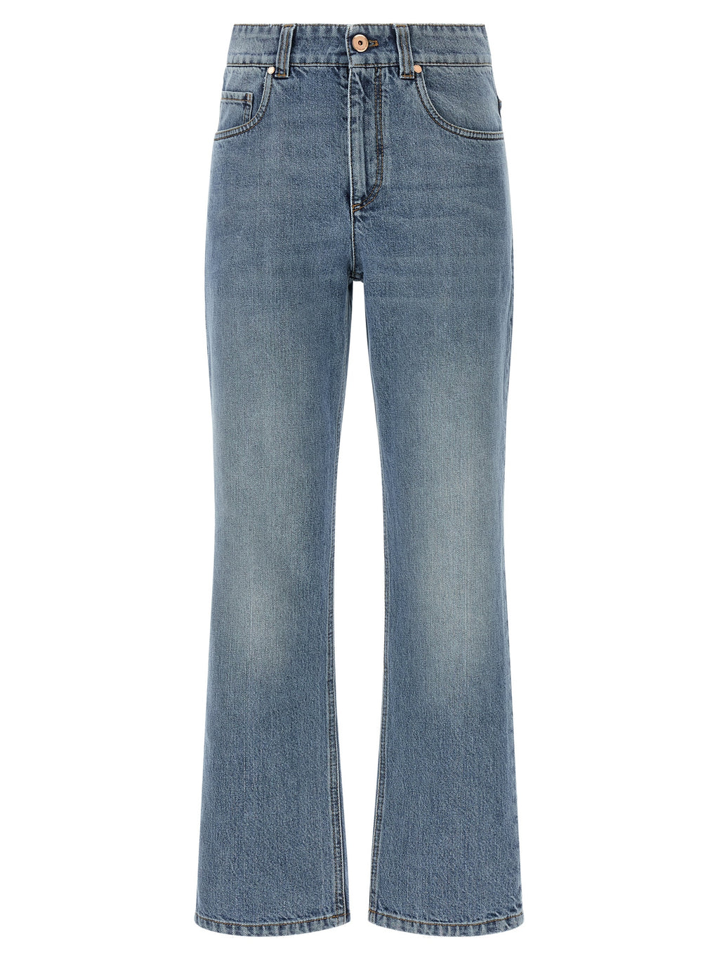 Blaue Cropped Jeans aus Baumwolle
