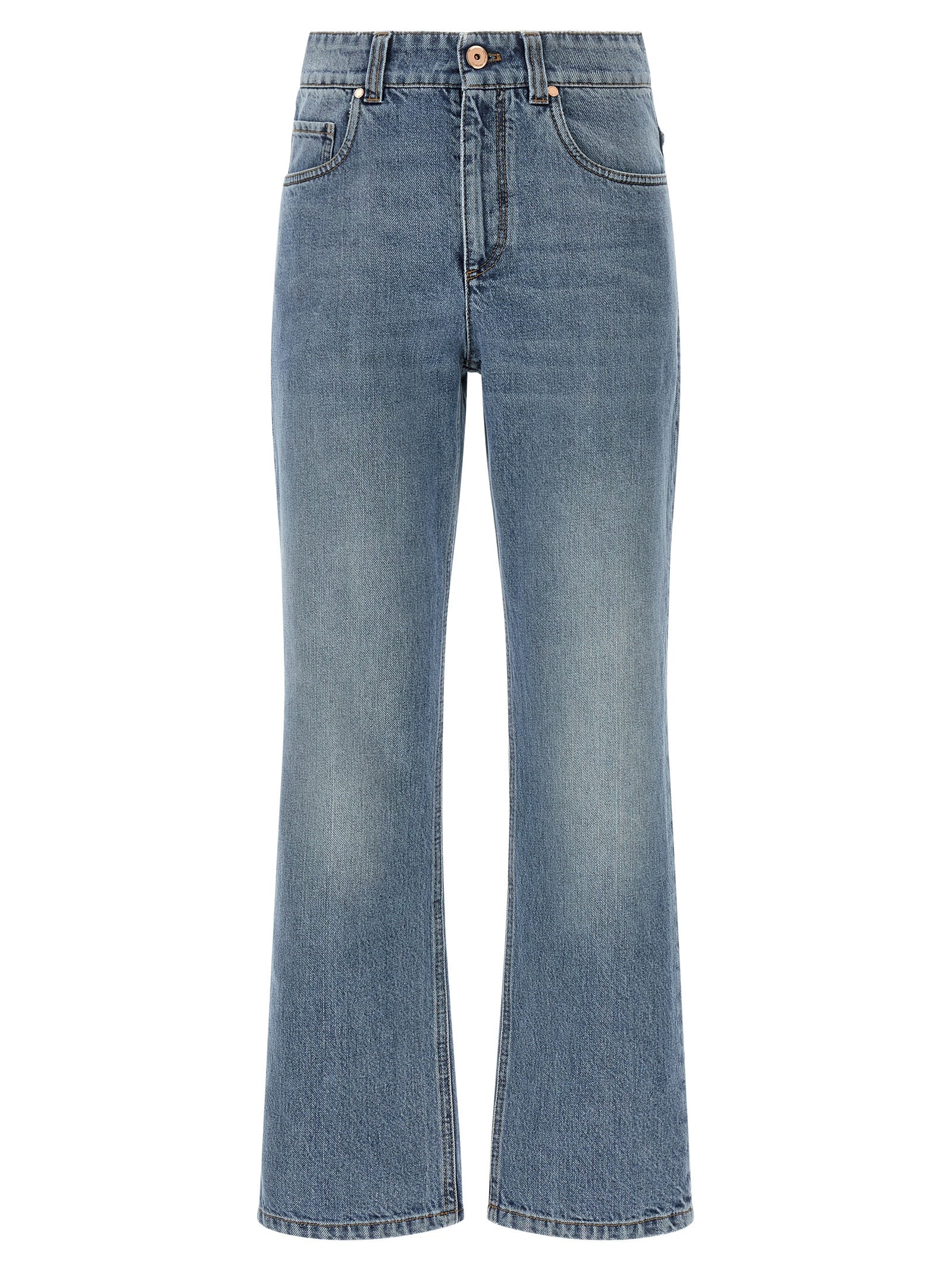 Blaue Cropped Jeans aus Baumwolle