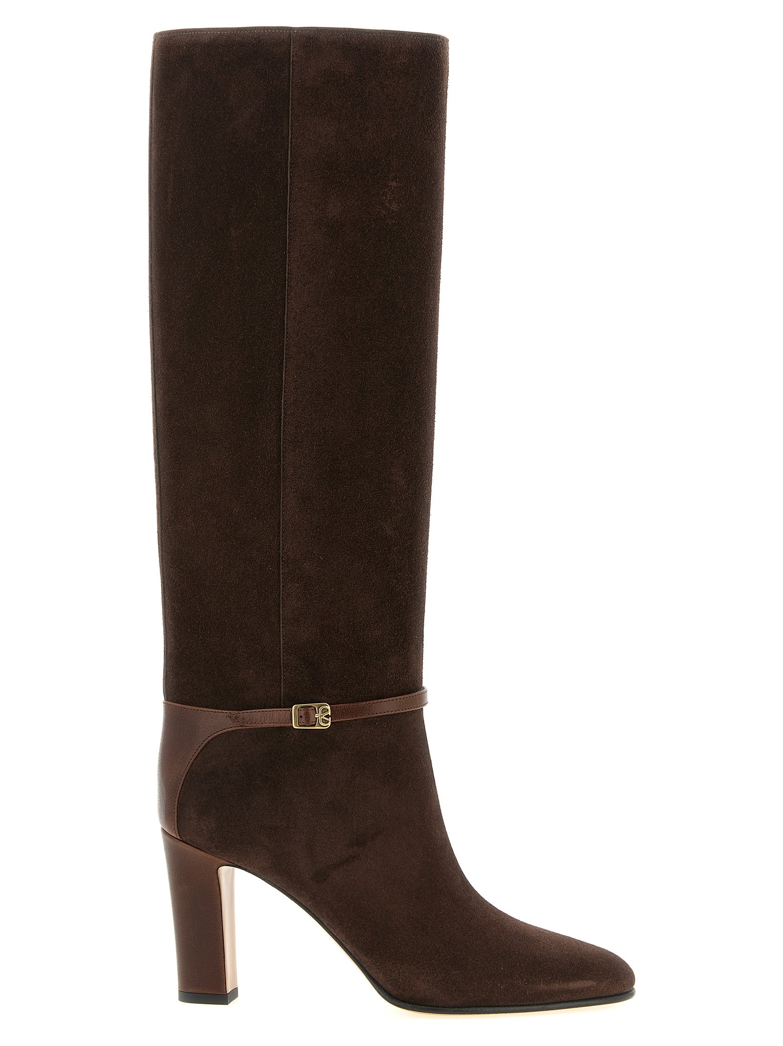 Braun Kalbsleder Overknee-Stiefel