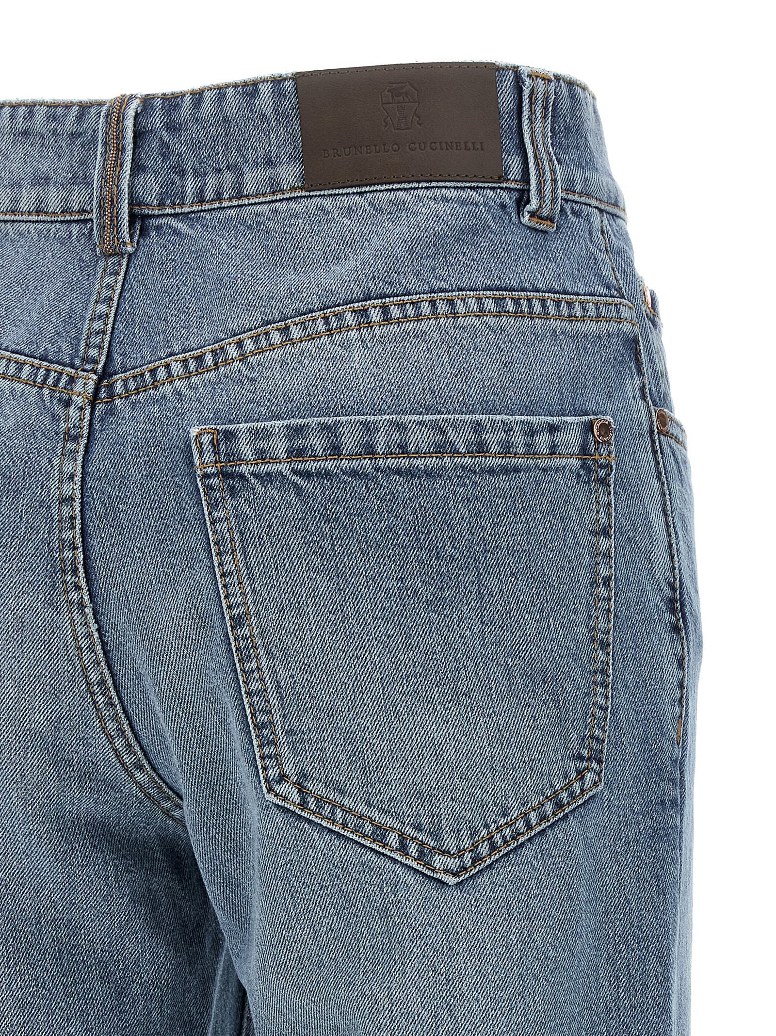 Blaue Cropped Jeans aus Baumwolle