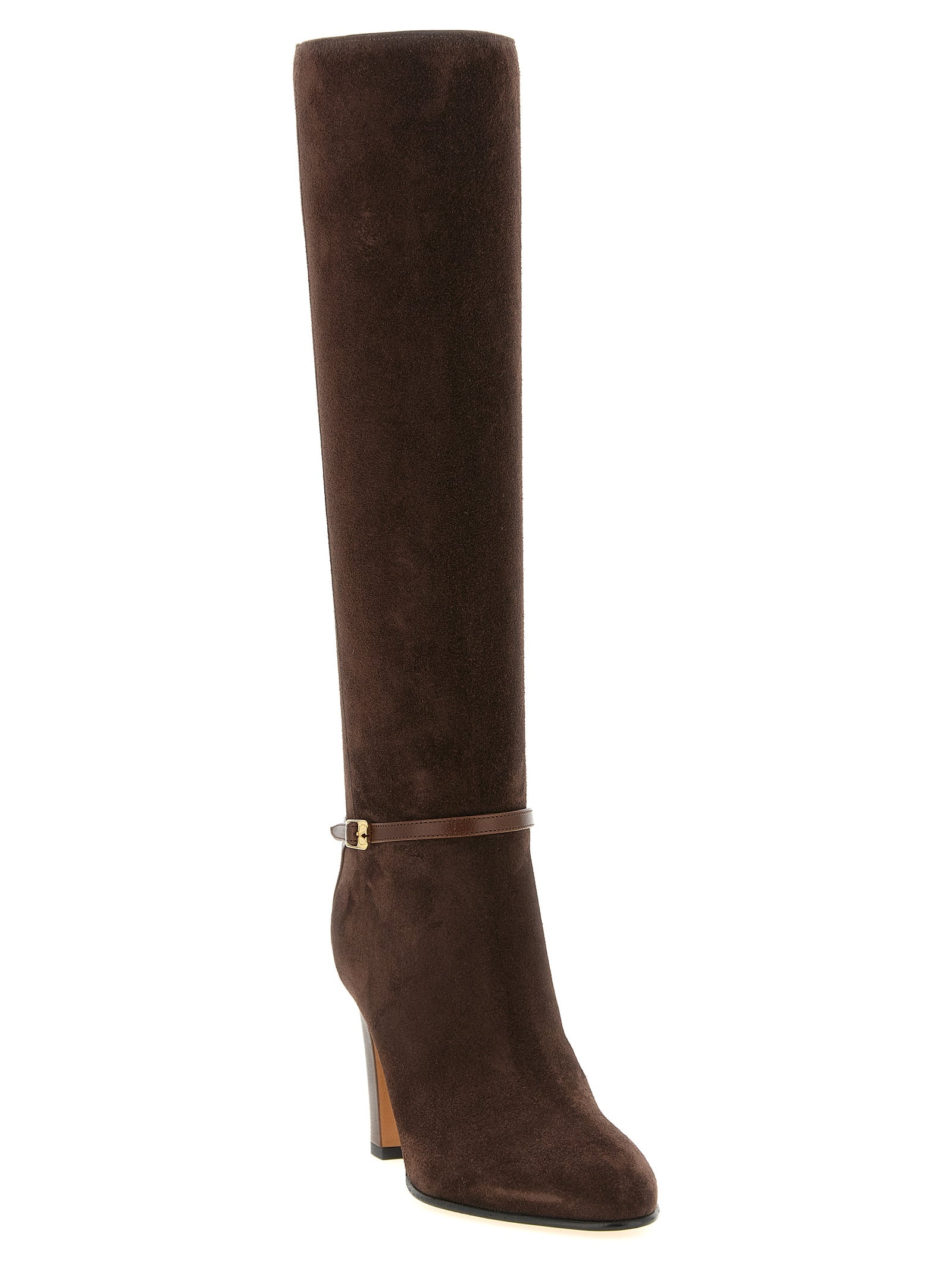 Braun Kalbsleder Overknee-Stiefel