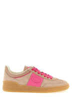 Mehrfarbige Kalbsleder-Sneaker mit niedrigem Schaft
