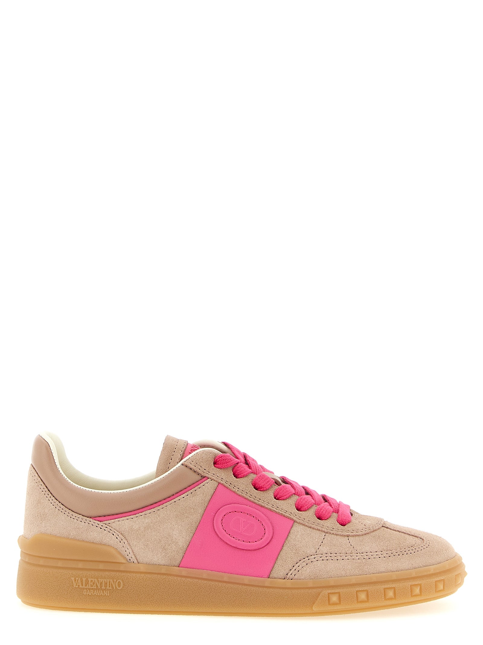 Mehrfarbige Kalbsleder-Sneaker mit niedrigem Schaft