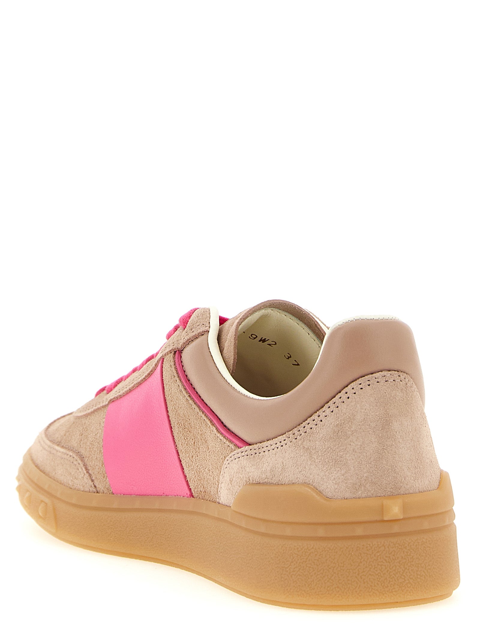 Mehrfarbige Kalbsleder-Sneaker mit niedrigem Schaft