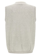 Grauer Strickpullover ohne Ärmel aus Baumwolle