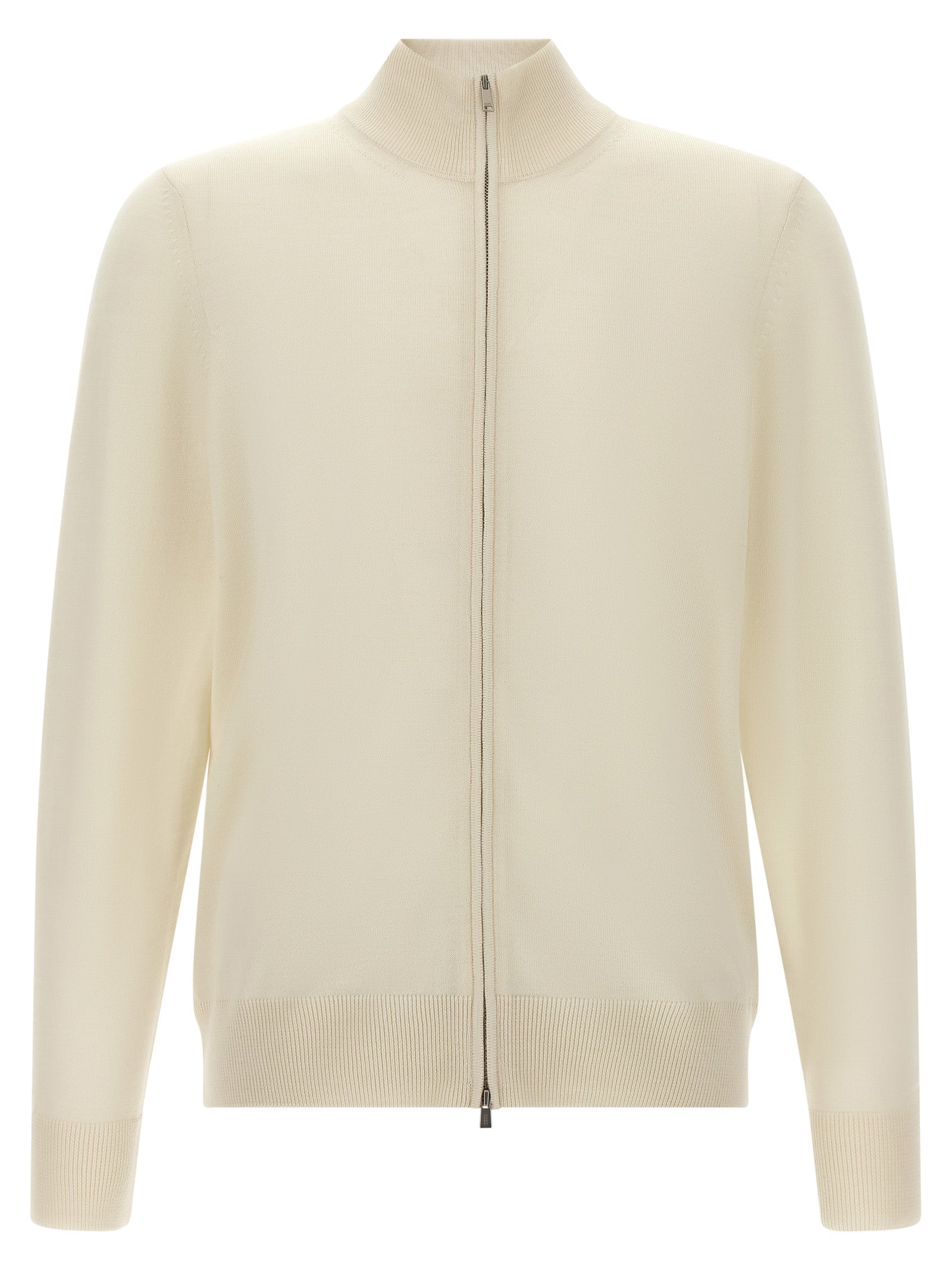 Weiße Strickjacke aus reiner Schurwolle
