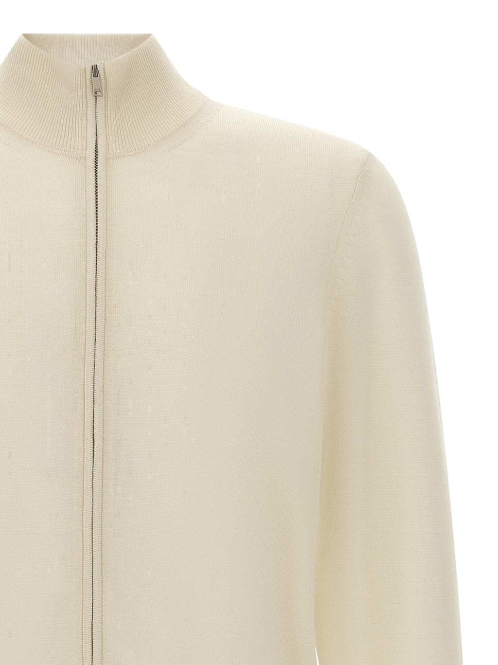 Weiße Strickjacke aus reiner Schurwolle
