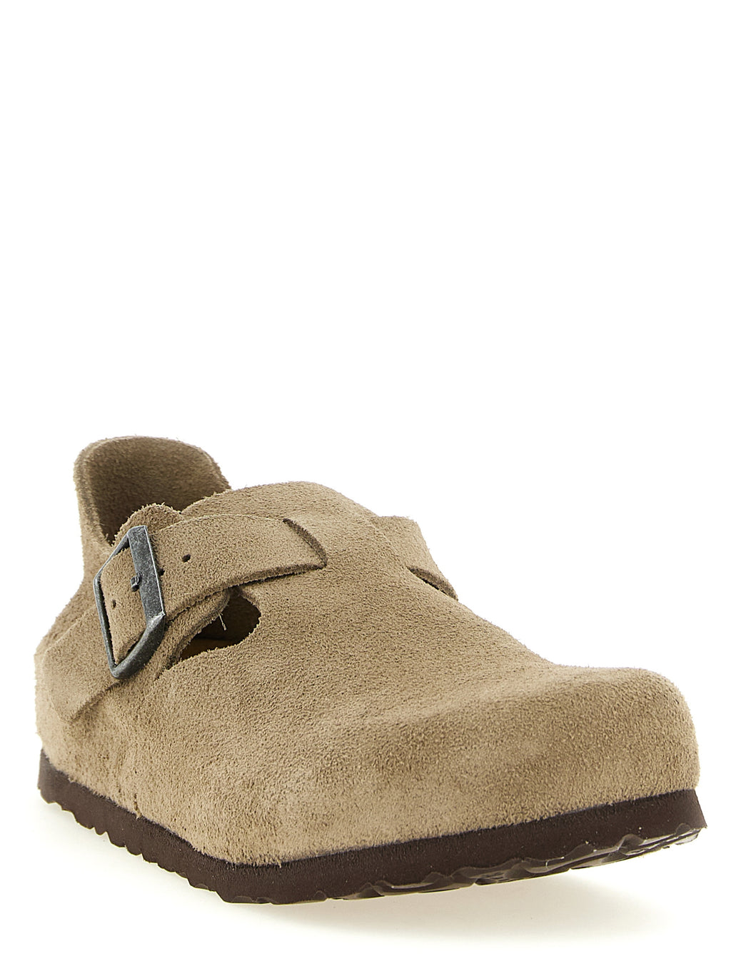 Beige Wildleder-Clogs