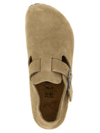 Beige Wildleder-Clogs