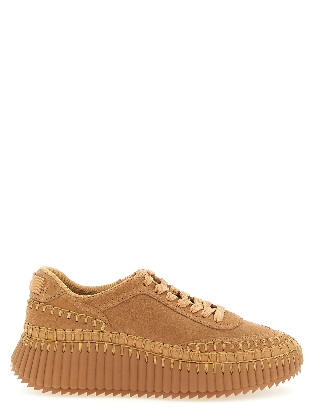 Beige Polyester Plateau-Sneaker