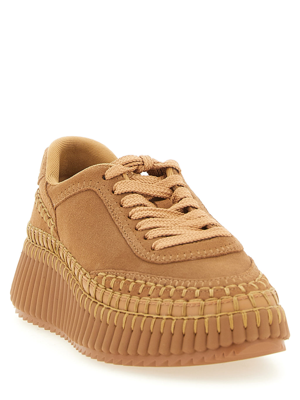 Beige Polyester Plateau-Sneaker