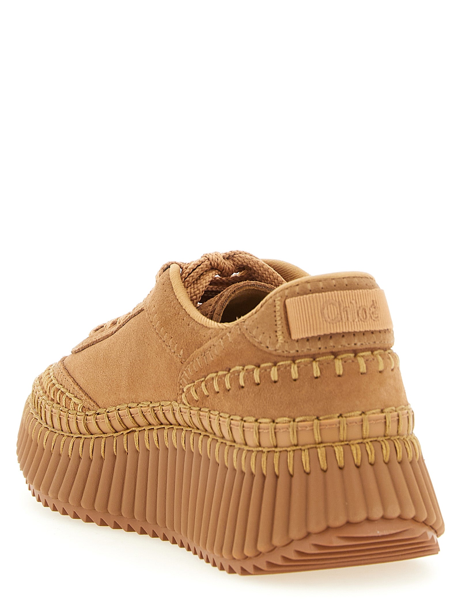 Beige Polyester Plateau-Sneaker