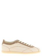 Beige Kalbsleder Low-Top-Sneaker