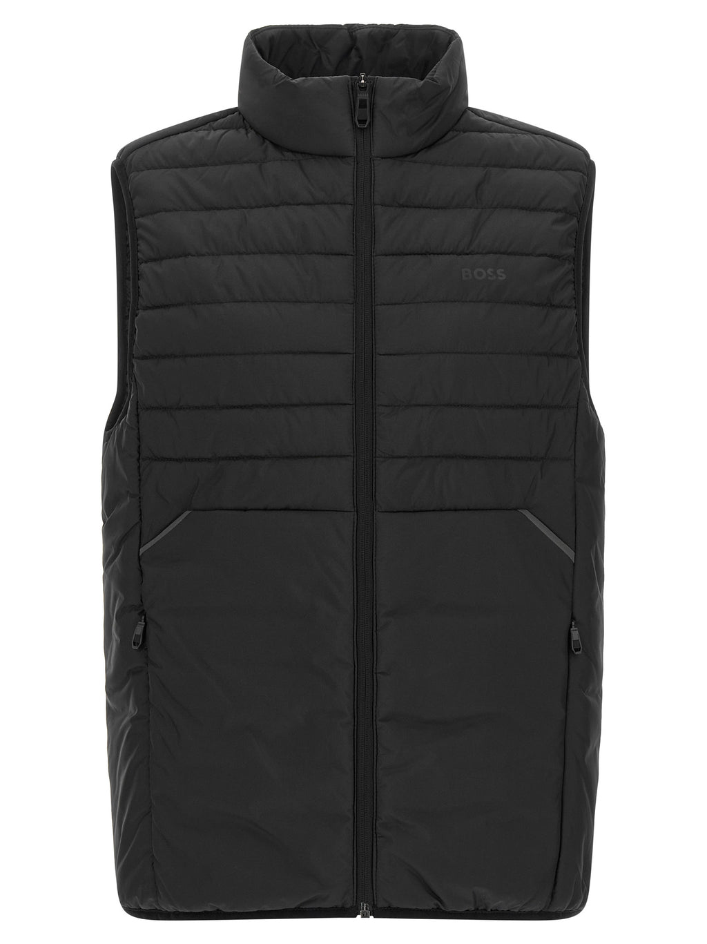 Schwarze ärmellose Jacke aus Polyester