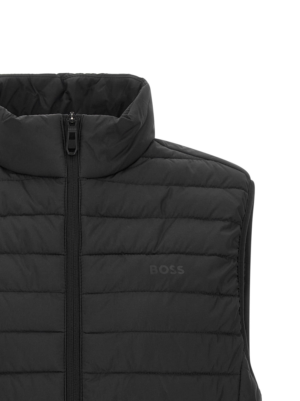 Schwarze ärmellose Jacke aus Polyester