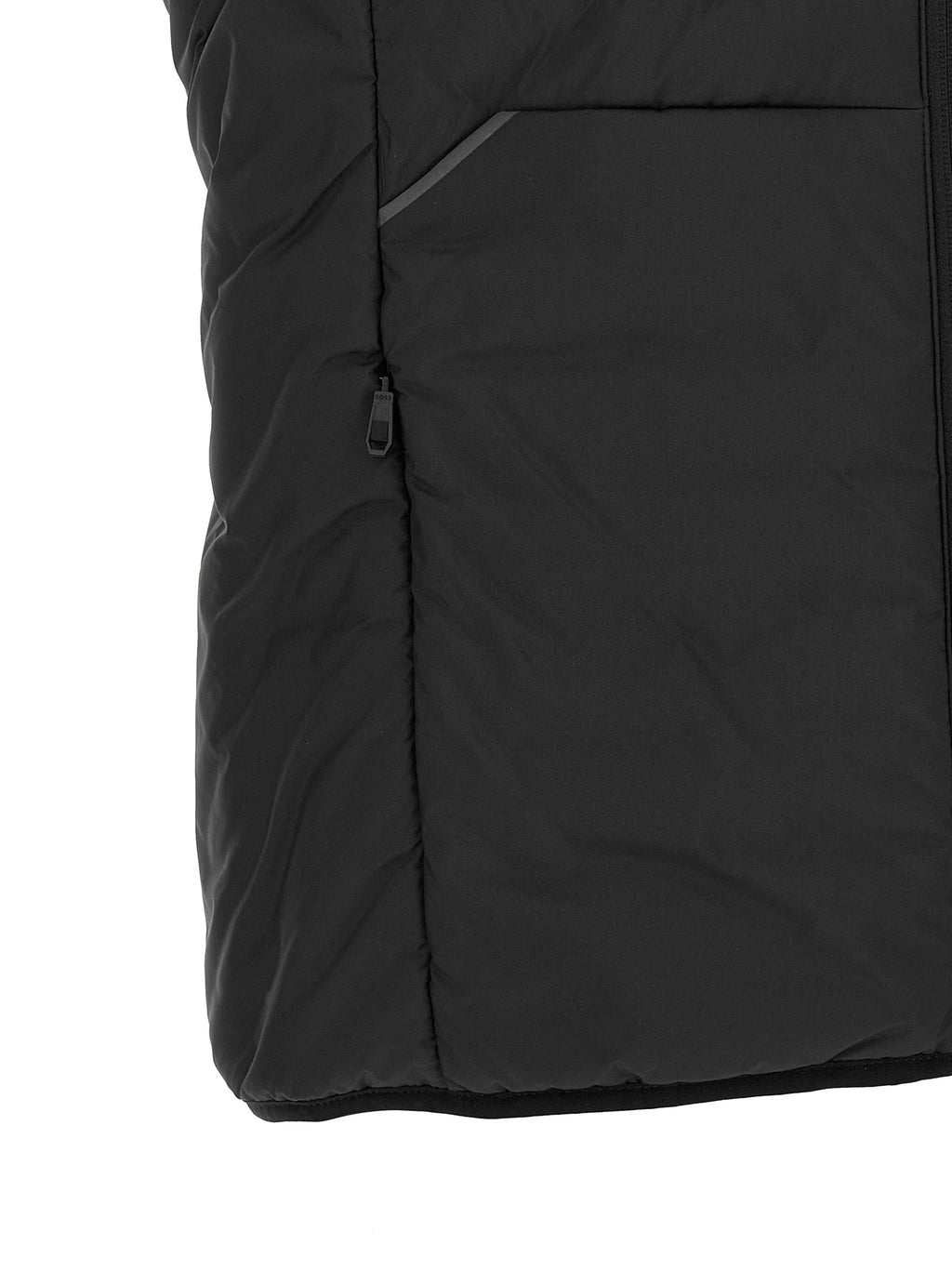 Schwarze ärmellose Jacke aus Polyester