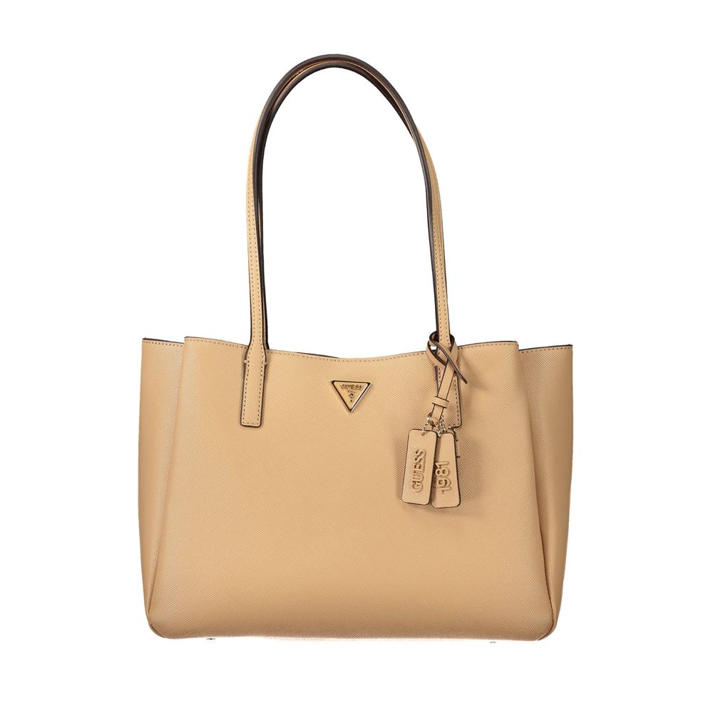 Beige Polyurethan Damentasche