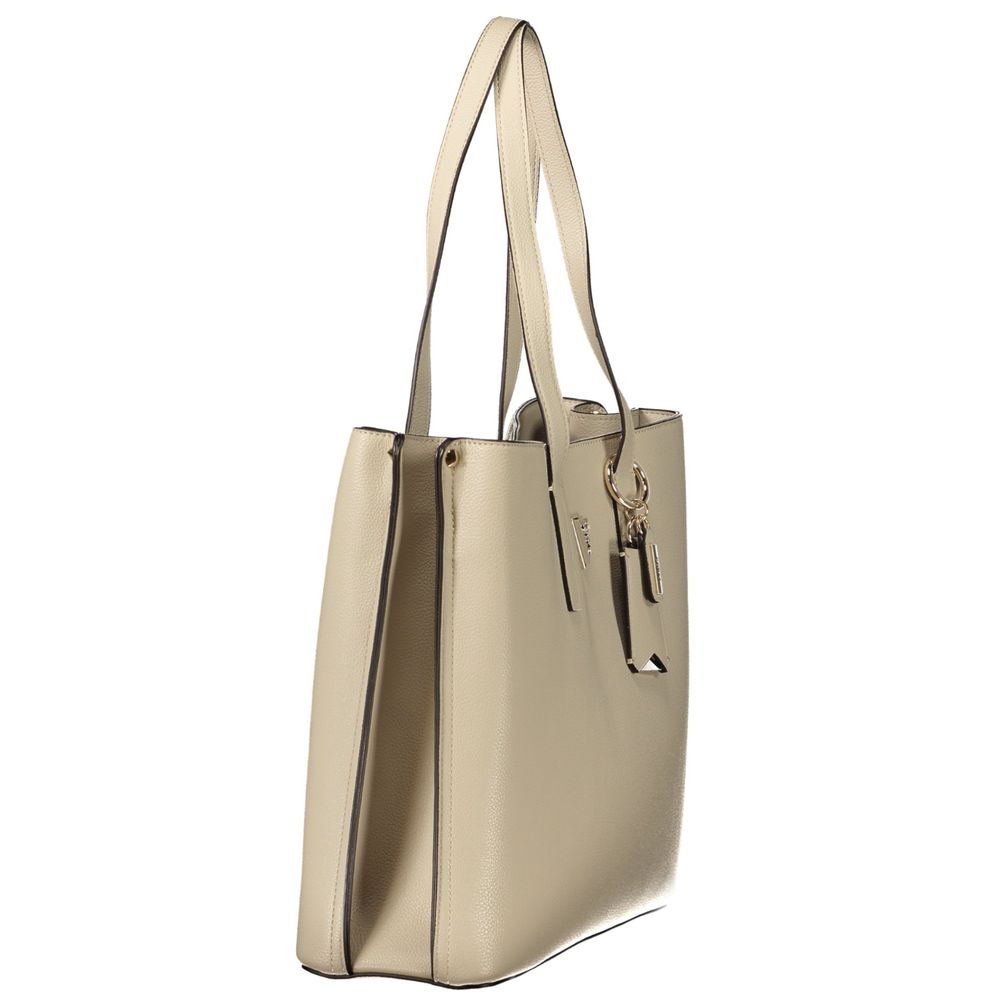Beige Polyurethane Damen Handtasche