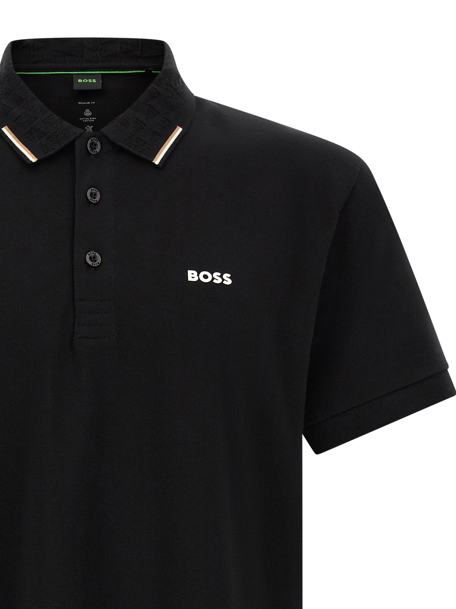Schwarzes Baumwoll-Poloshirt