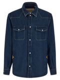 Blaue Baumwollbluse
