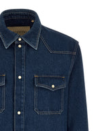 Blaue Baumwollbluse