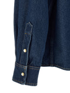 Blaue Baumwollbluse