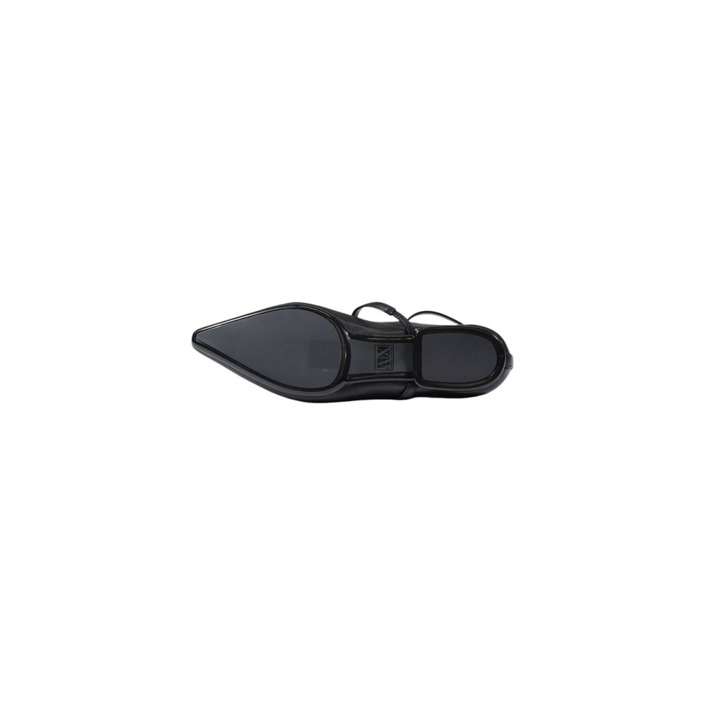 Schwarze Plateau-Pumps aus Polyester