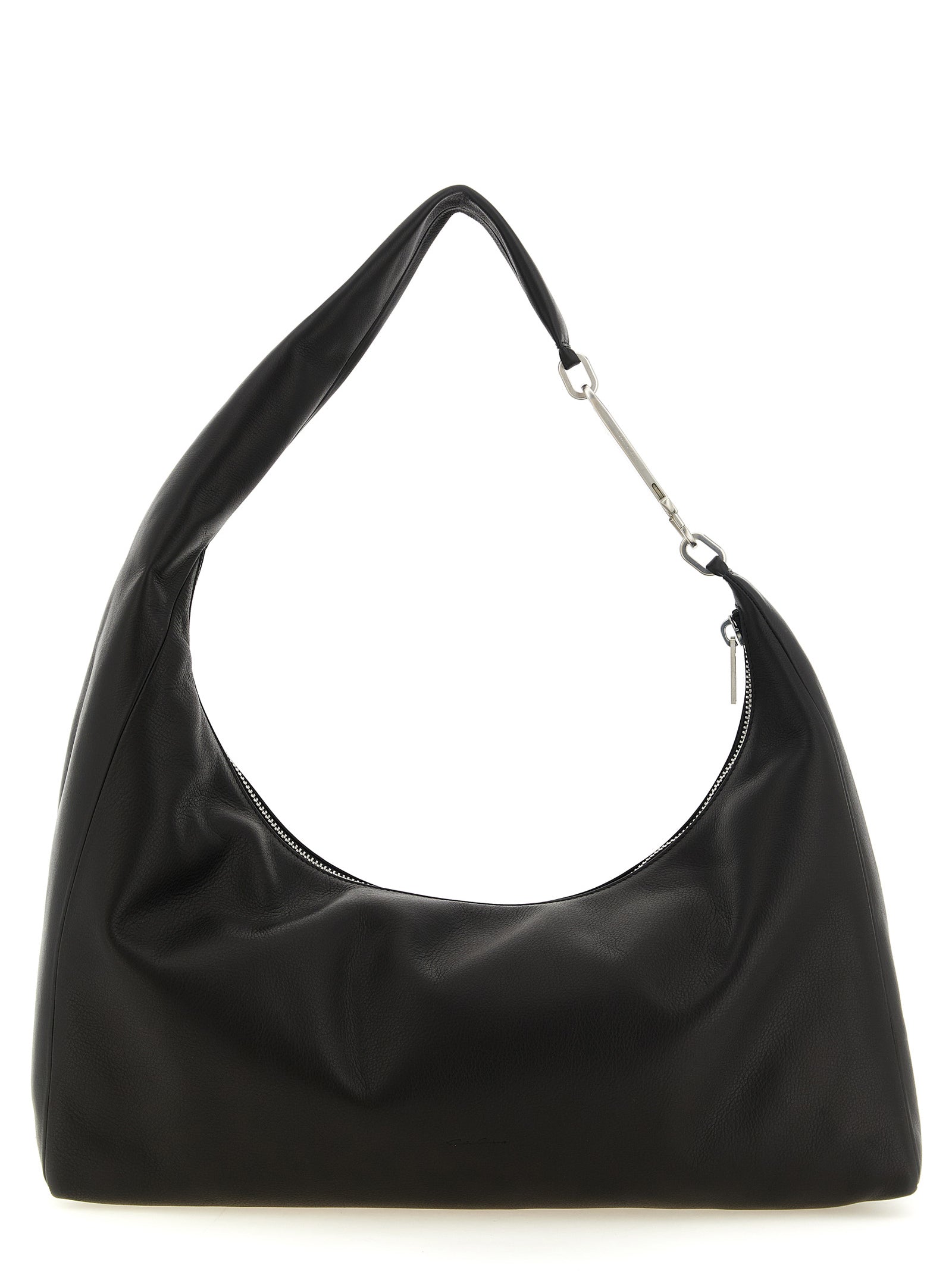 Schwarze Kalbsleder-Schultertasche