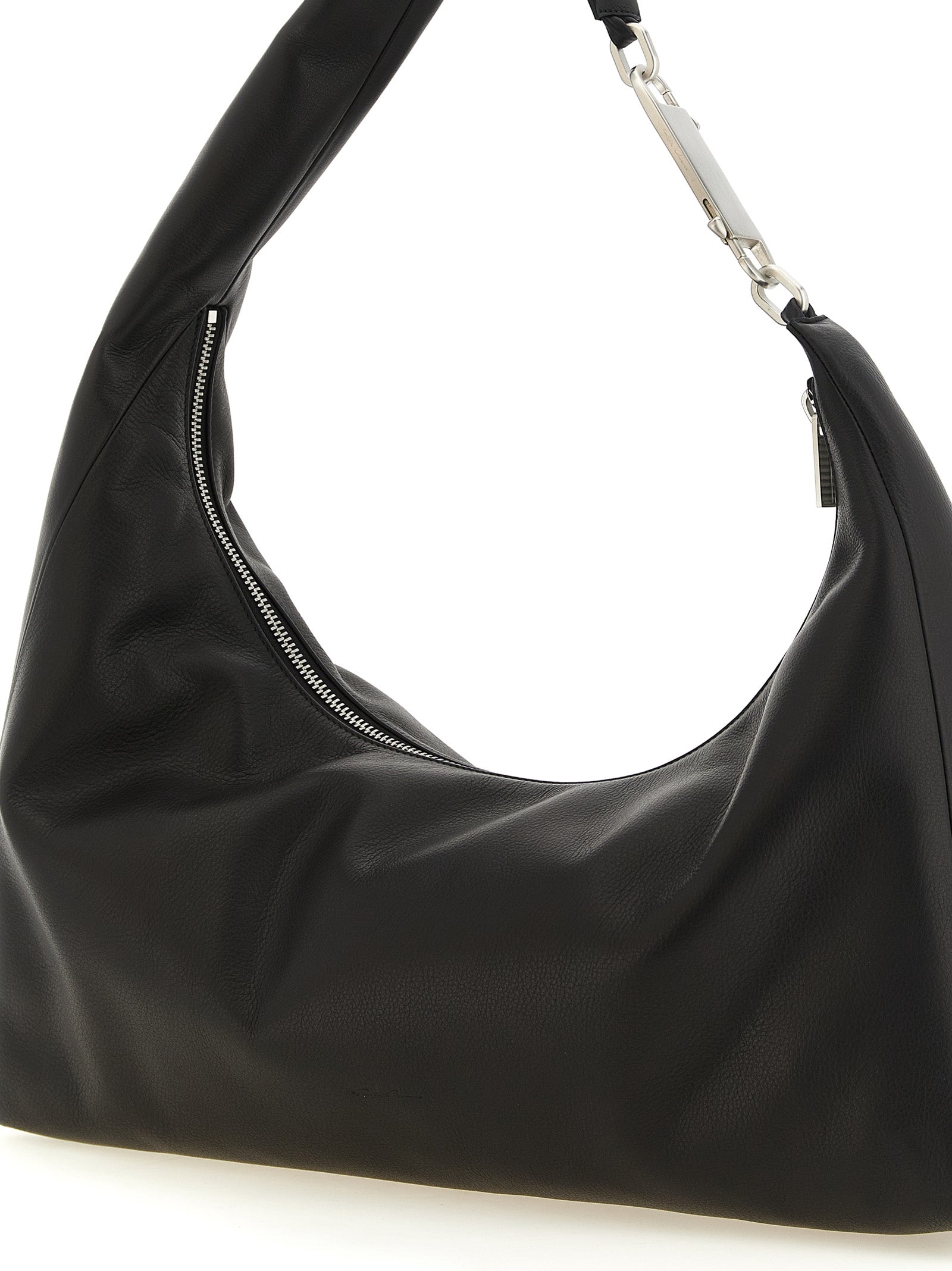 Schwarze Kalbsleder-Schultertasche
