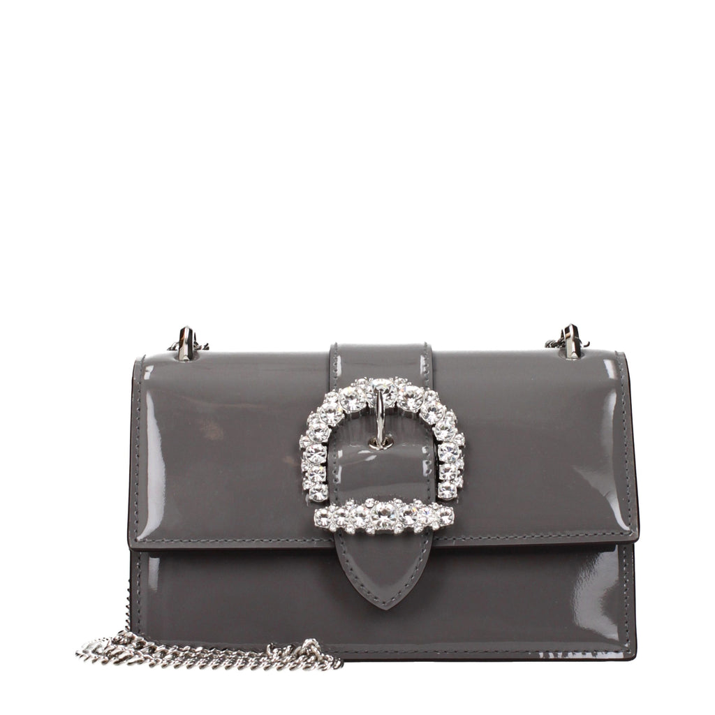 Graue Leder Schultertasche