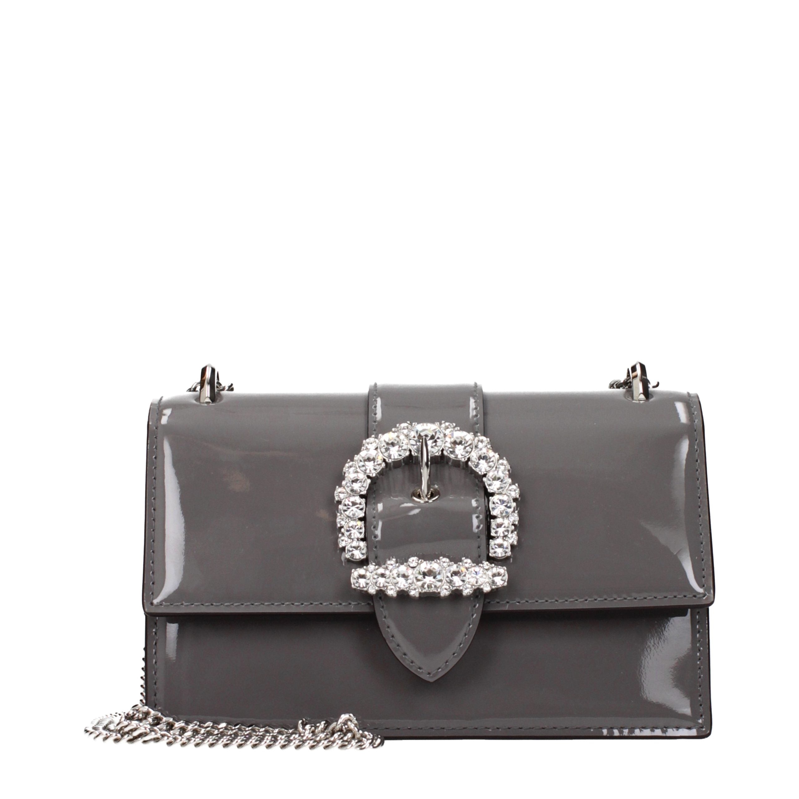 Graue Leder Schultertasche